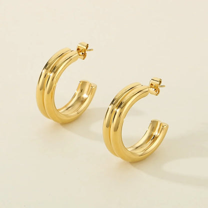 1 Pair Simple Style Solid Color Plating 304 Stainless Steel Ear Studs