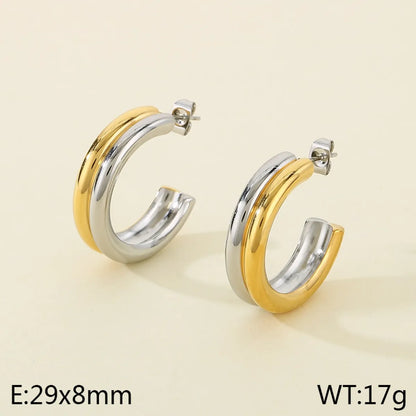 1 Pair Simple Style Solid Color Plating 304 Stainless Steel Ear Studs