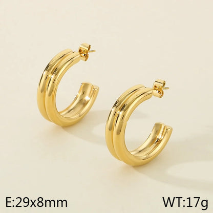 1 Pair Simple Style Solid Color Plating 304 Stainless Steel Ear Studs