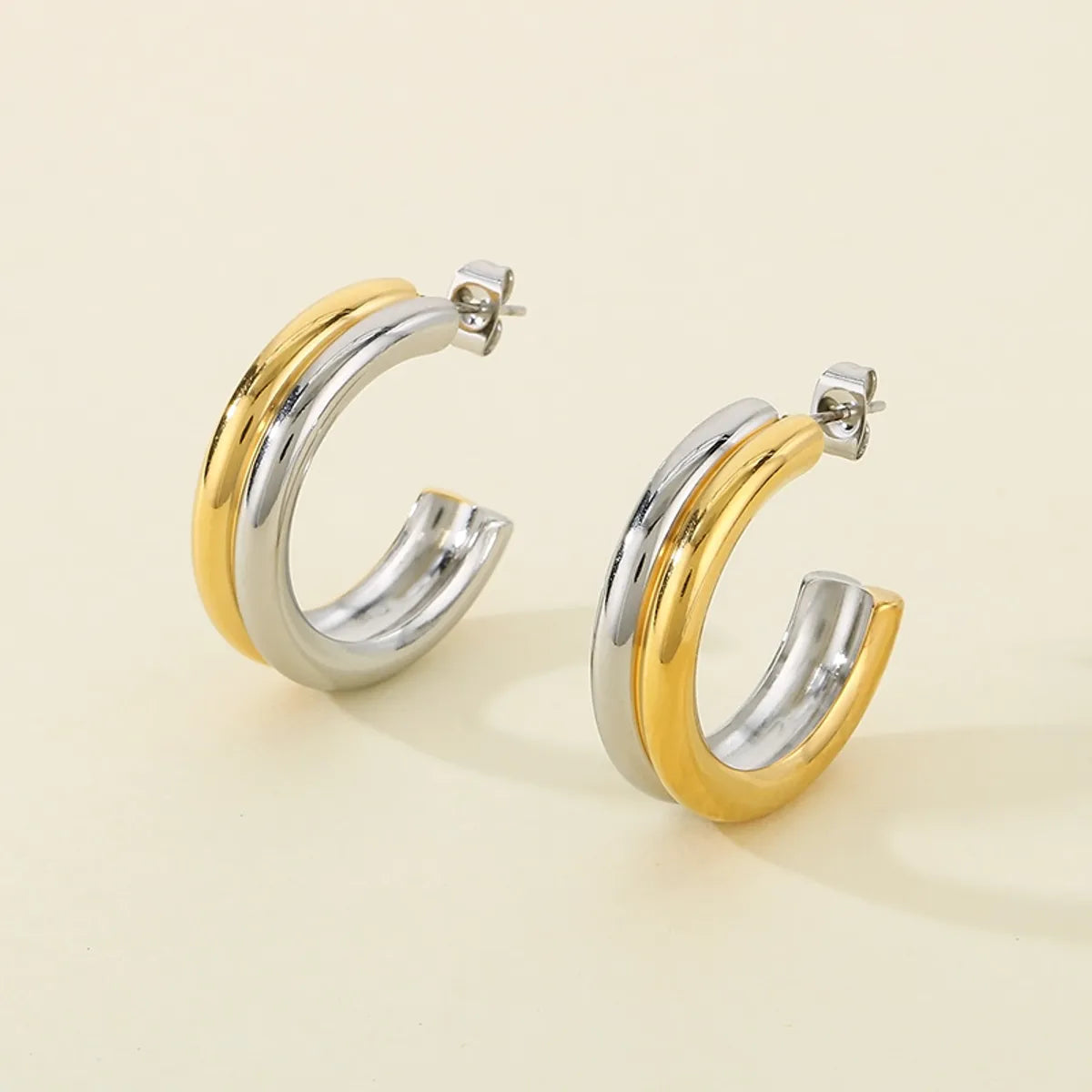 1 Pair Simple Style Solid Color Plating 304 Stainless Steel Ear Studs