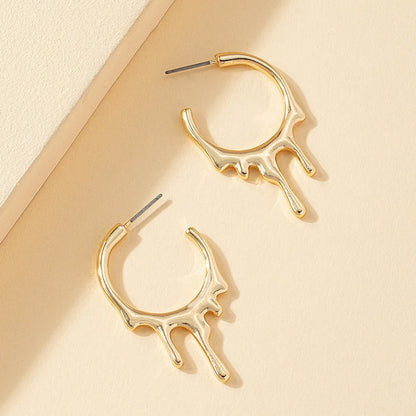 1 Pair Simple Style Solid Color Plating Alloy Gold Plated Ear Studs