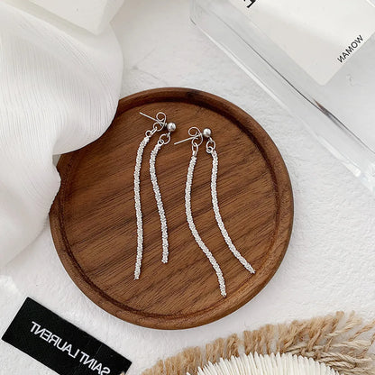 1 Pair Simple Style Solid Color Plating Alloy Silver Plated Drop Earrings Ear Cuffs