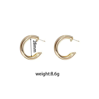 1 Pair Simple Style Solid Color Plating Alloy White Gold Plated Gold Plated Ear Studs