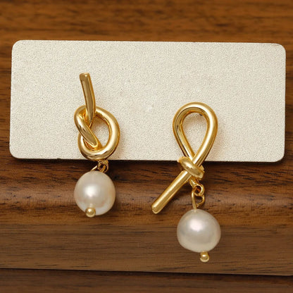 1 Pair Simple Style Solid Color Plating Copper 18K Gold Plated Drop Earrings