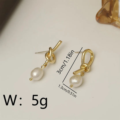 1 Pair Simple Style Solid Color Plating Copper 18K Gold Plated Drop Earrings