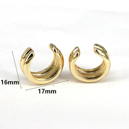 1 Pair Simple Style Solid Color Plating Copper 18k Gold Plated Ear Cuffs