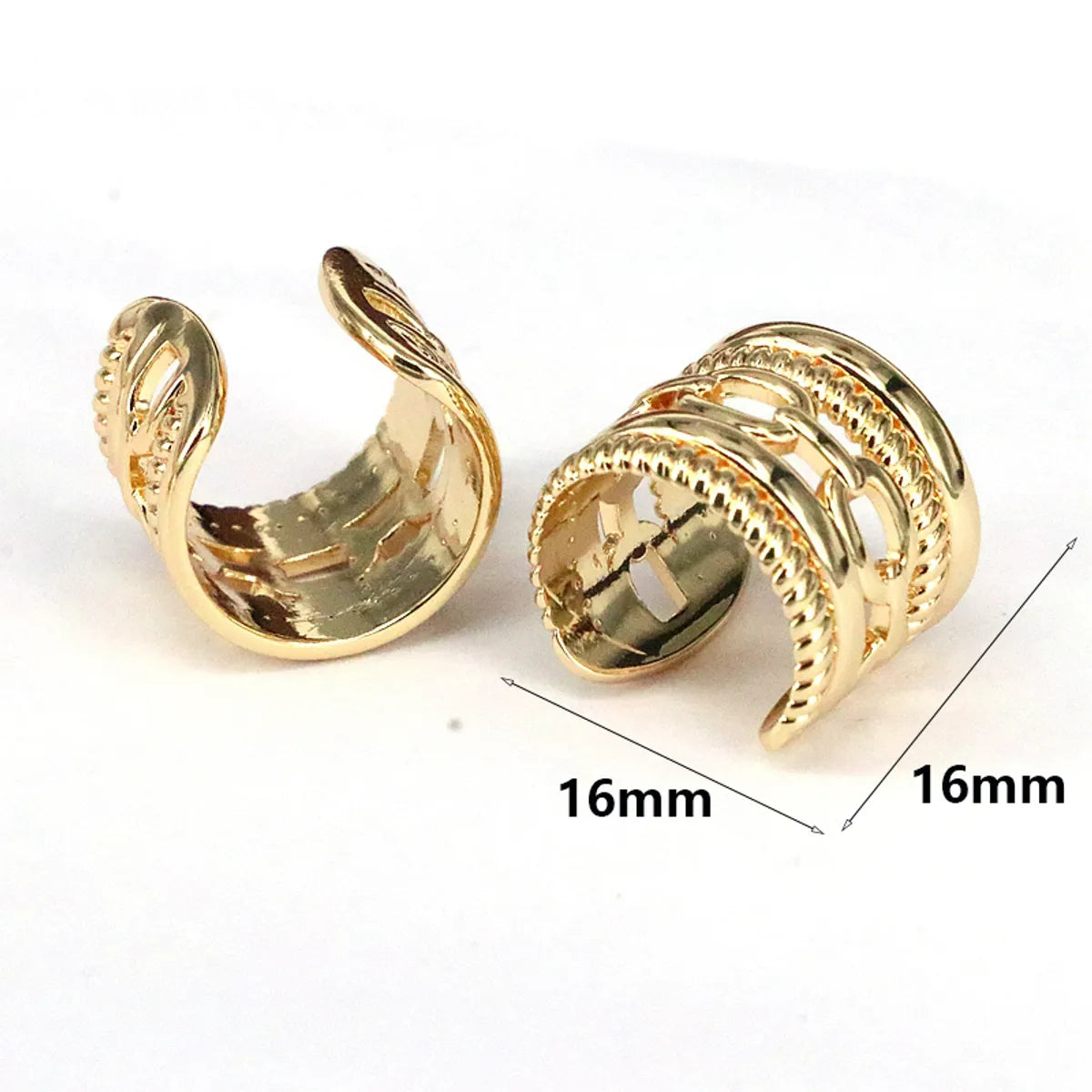 1 Pair Simple Style Solid Color Plating Copper 18k Gold Plated Ear Cuffs