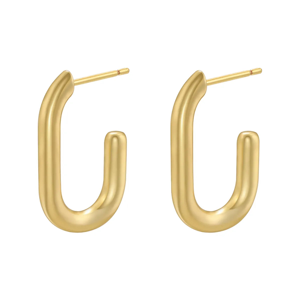 1 Pair Simple Style Solid Color Plating Copper 18k Gold Plated Ear Studs