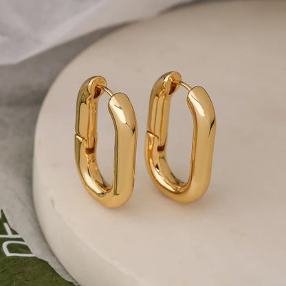 1 Pair Simple Style Solid Color Plating Copper 18k Gold Plated Earrings