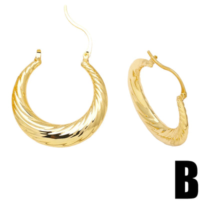 1 Pair Simple Style Solid Color Plating Copper 18k Gold Plated Hoop Earrings