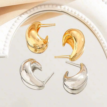 1 Pair Simple Style Solid Color Plating Copper 24k Gold Plated Ear Studs