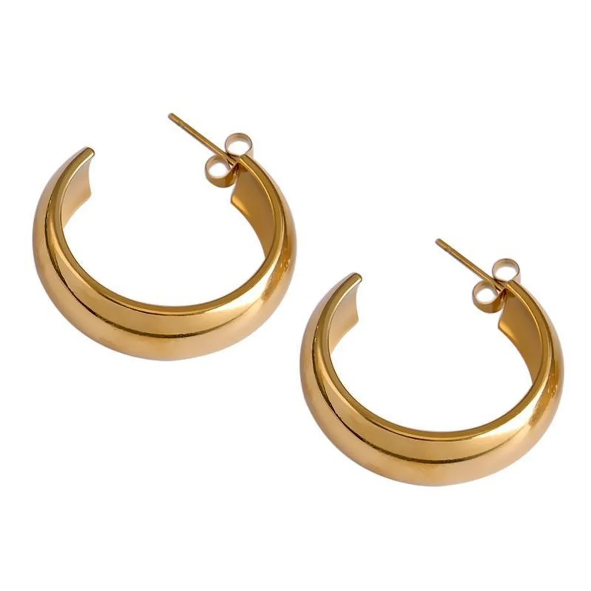 1 Pair Simple Style Solid Color Plating Copper Gold Plated Ear Studs