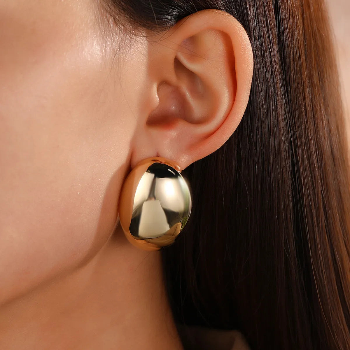 1 Pair Simple Style Solid Color Plating Copper Gold Plated Ear Studs