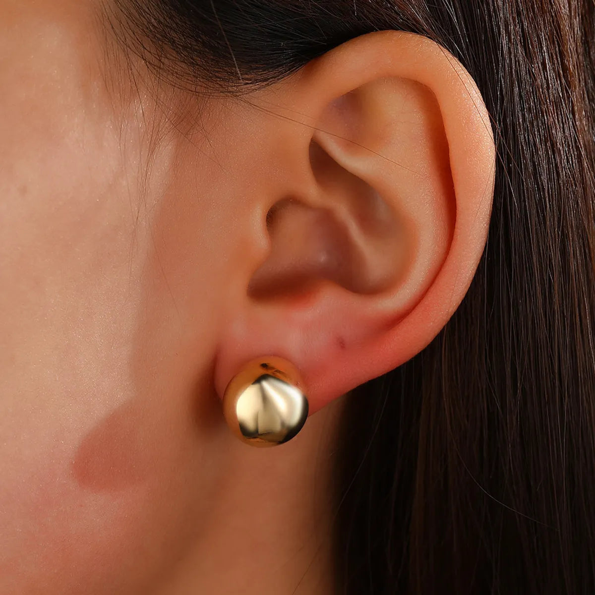 1 Pair Simple Style Solid Color Plating Copper Gold Plated Ear Studs