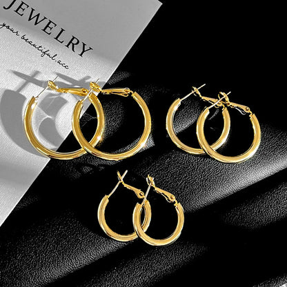 1 Pair Simple Style Solid Color Plating Copper Gold Plated Earrings