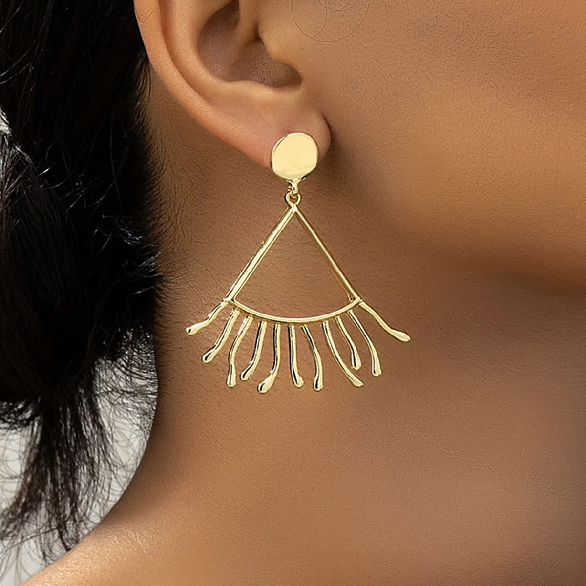 1 Pair Simple Style Solid Color Plating Hollow Out Ferroalloy 14K Gold Plated Drop Earrings