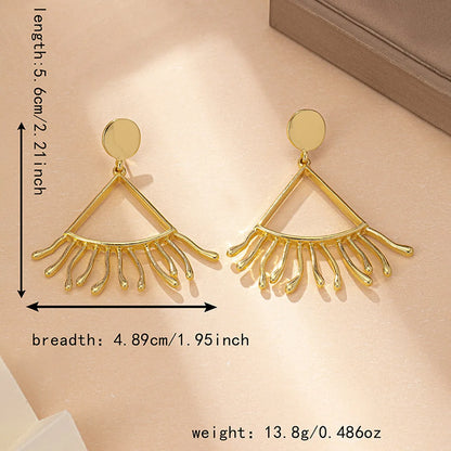 1 Pair Simple Style Solid Color Plating Hollow Out Ferroalloy 14K Gold Plated Drop Earrings