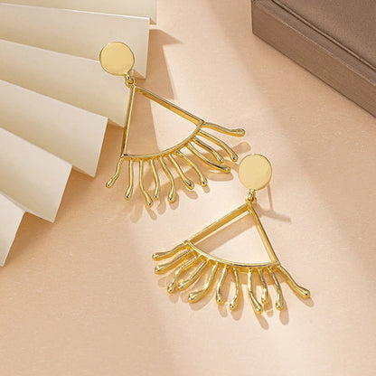 1 Pair Simple Style Solid Color Plating Hollow Out Ferroalloy 14K Gold Plated Drop Earrings