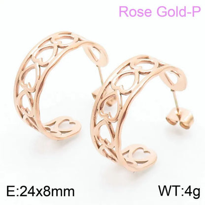 1 Pair Simple Style Solid Color Plating Hollow Out Stainless Steel 18K Gold Plated Ear Studs