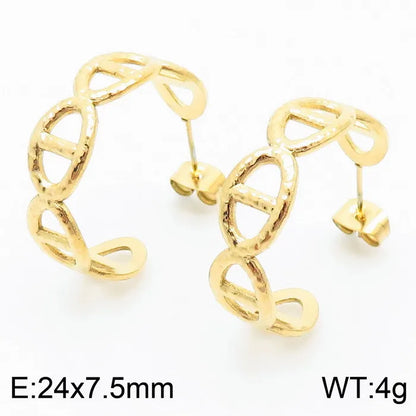 1 Pair Simple Style Solid Color Plating Hollow Out Stainless Steel 18K Gold Plated Ear Studs