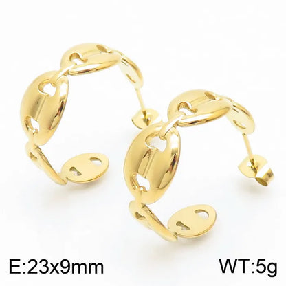 1 Pair Simple Style Solid Color Plating Hollow Out Stainless Steel 18K Gold Plated Ear Studs