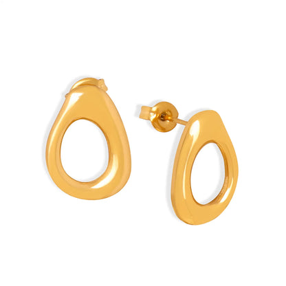 1 Pair Simple Style Solid Color Plating Hollow Out Titanium Steel 18k Gold Plated Ear Studs