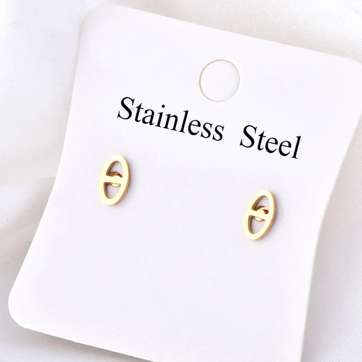 1 Pair Simple Style Solid Color Plating Hollow Out Titanium Steel Ear Studs