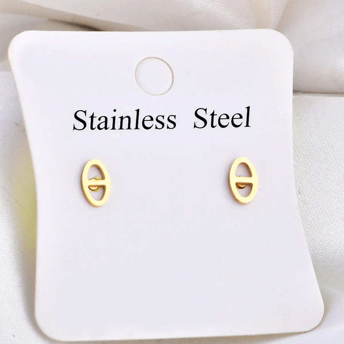 1 Pair Simple Style Solid Color Plating Hollow Out Titanium Steel Ear Studs