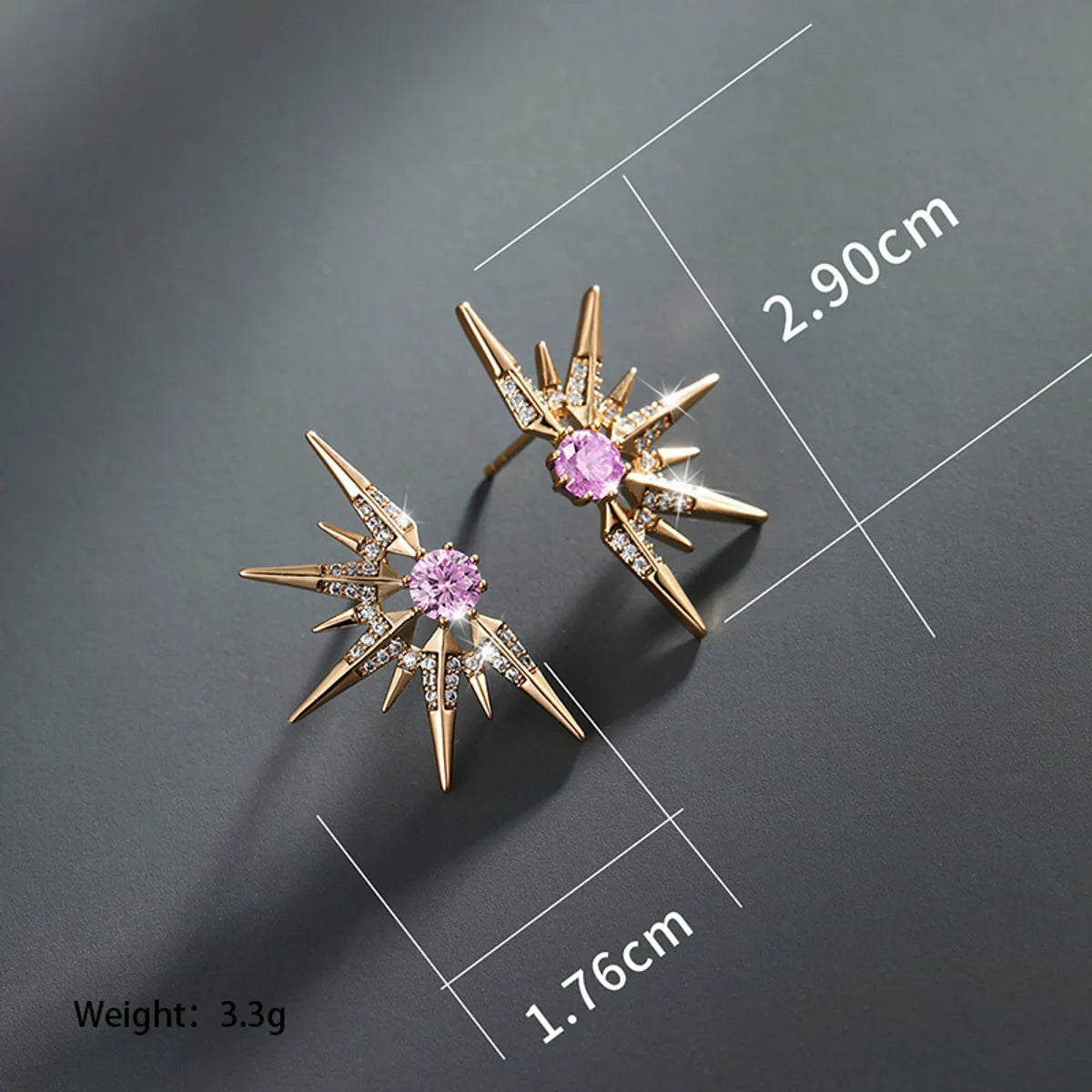 1 Pair Xuping Simple Style Solid Color Plating Inlay Alloy Copper Alloy Artificial Gemstones 18k Gold Plated Ear Studs