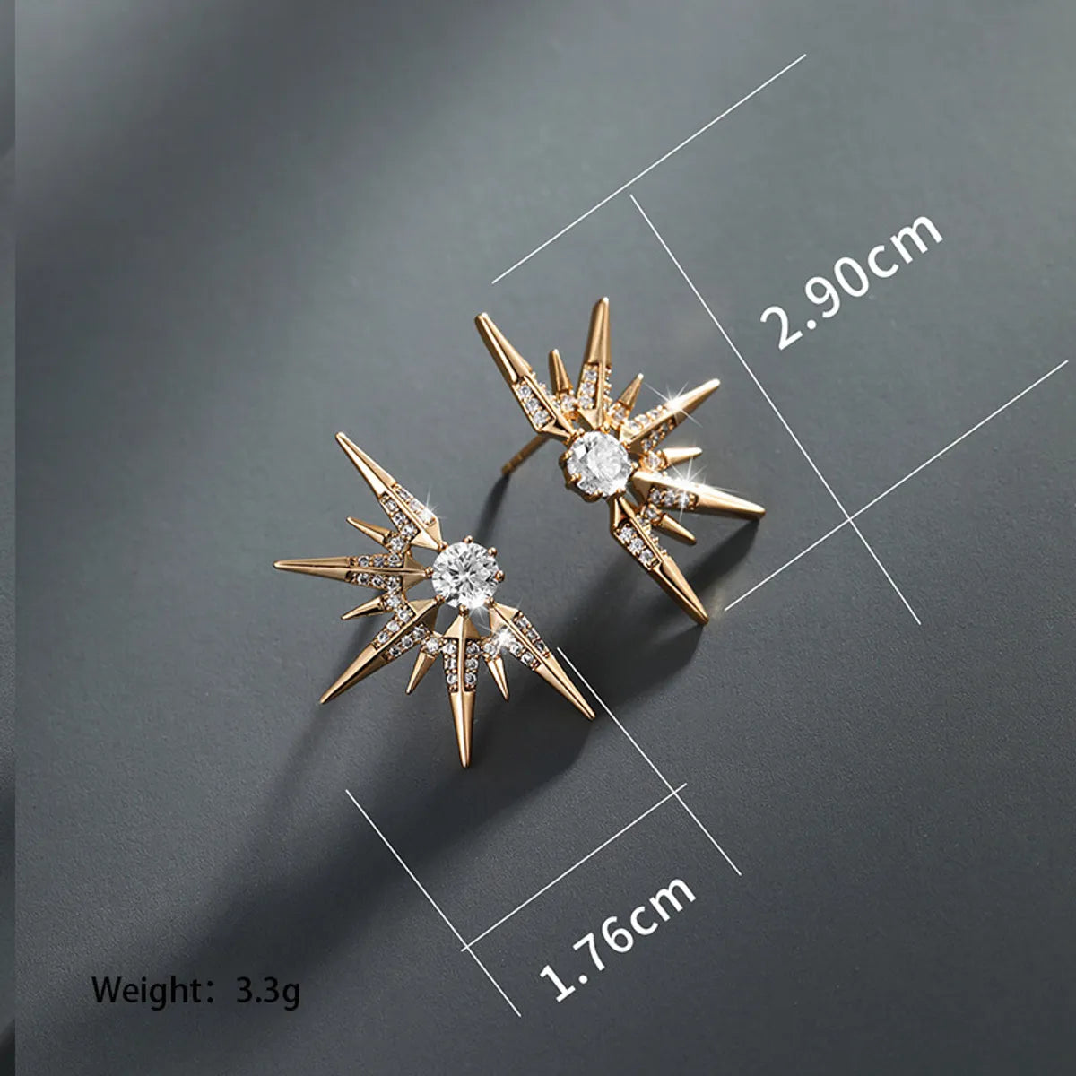 1 Pair Xuping Simple Style Solid Color Plating Inlay Alloy Copper Alloy Artificial Gemstones 18k Gold Plated Ear Studs