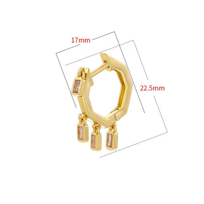 1 Pair Simple Style Solid Color Plating Inlay Copper Zircon 18K Gold Plated Drop Earrings