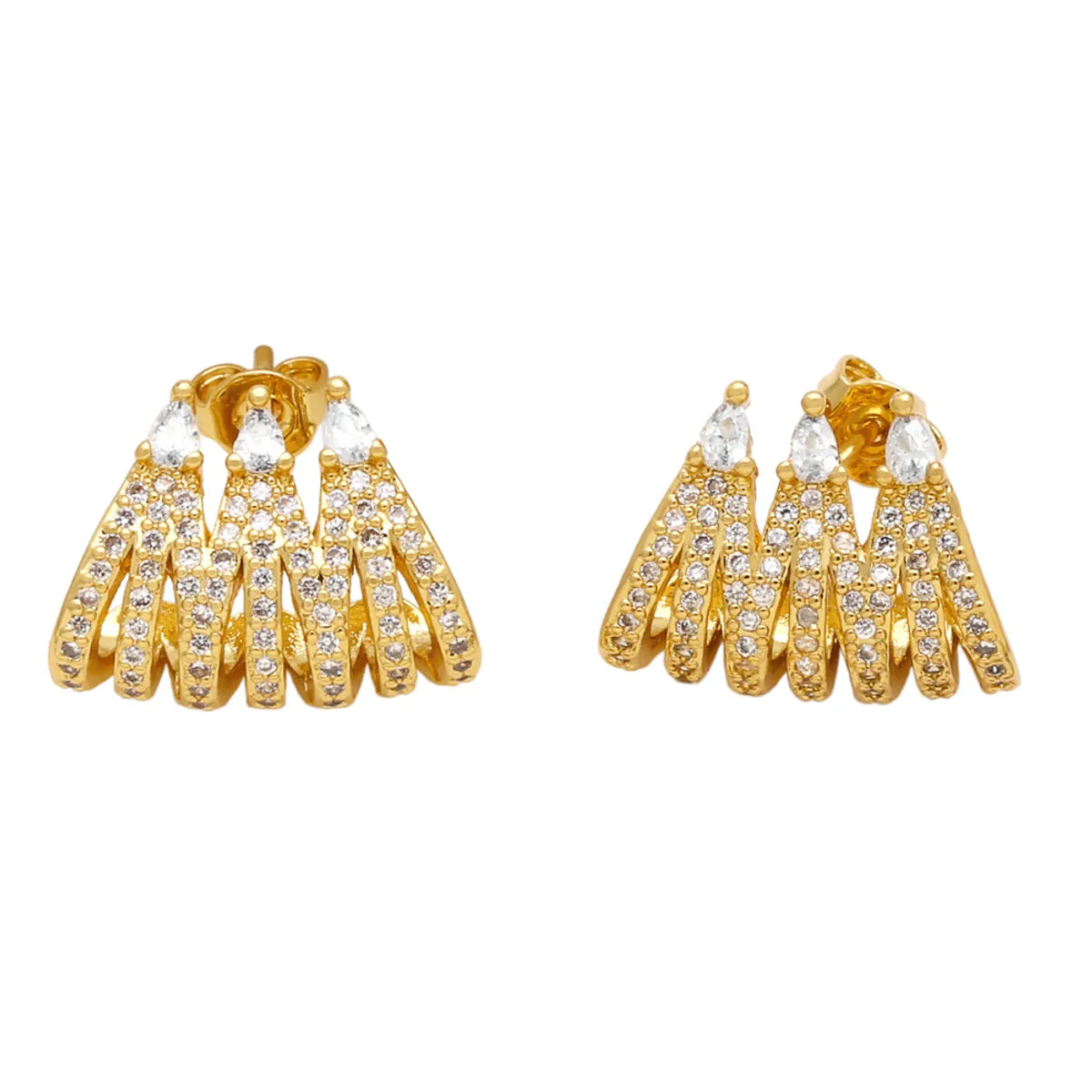 1 Pair Simple Style Solid Color Plating Inlay Copper Zircon 18k Gold Plated Ear Cuffs Ear Studs