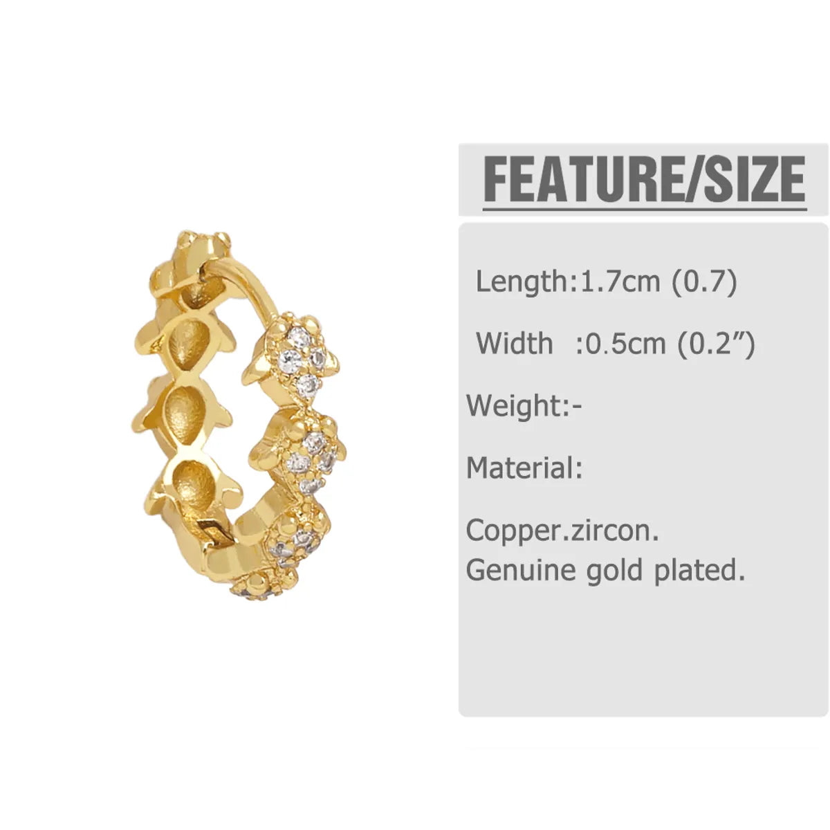 1 Pair Simple Style Solid Color Plating Inlay Copper Zircon 18k Gold Plated Hoop Earrings