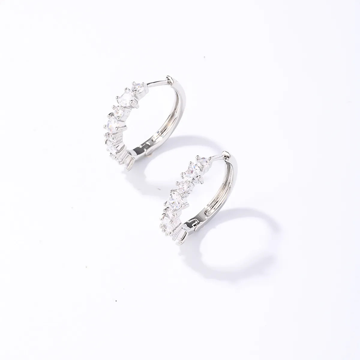 1 Pair Simple Style Solid Color Plating Inlay 304 Stainless Steel Copper Zircon Silver Plated Earrings