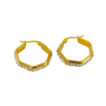 1 Pair Simple Style Solid Color Plating Inlay Stainless Steel Rhinestones 18k Gold Plated Ear Studs