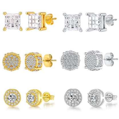 1 Pair Simple Style Solid Color Plating Inlay Stainless Steel Zircon 18k Gold Plated Silver Plated Ear Studs