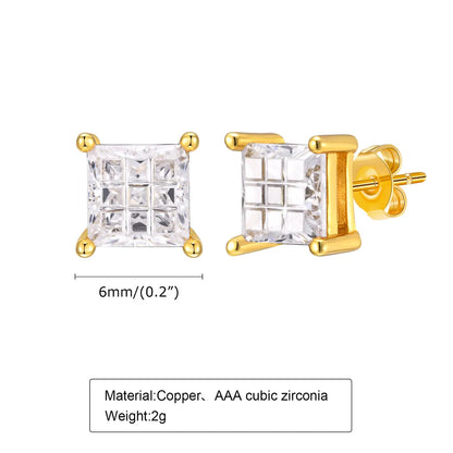 1 Pair Simple Style Solid Color Plating Inlay Stainless Steel Zircon 18k Gold Plated Silver Plated Ear Studs