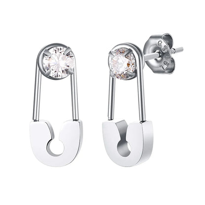 1 Pair Simple Style Solid Color Plating Inlay 201 Stainless Steel Zircon Gold Plated Earrings