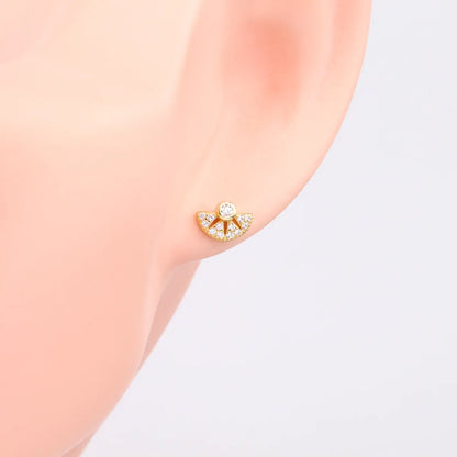 1 Pair Simple Style Solid Color Plating Inlay Sterling Silver Zircon White Gold Plated Silver Plated Ear Studs