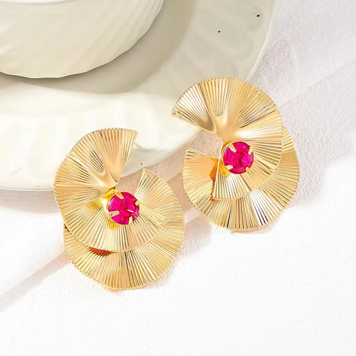 1 Pair Simple Style Solid Color Plating Iron Ear Studs