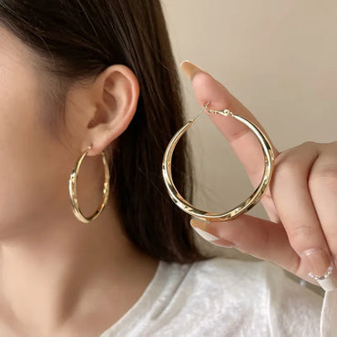 1 Pair Simple Style Solid Color Plating Metal Hoop Earrings