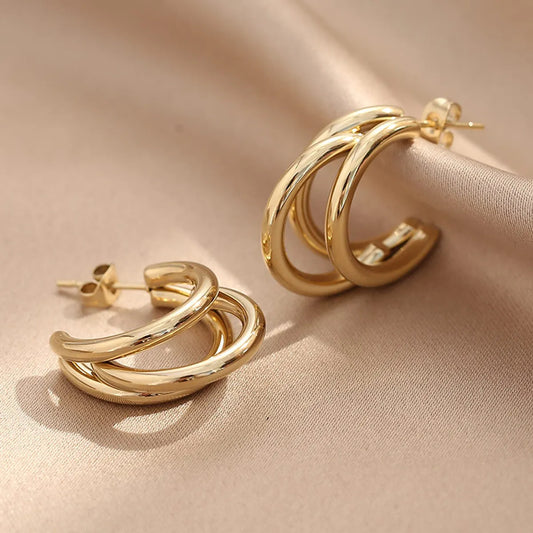 1 Pair Simple Style Solid Color Plating Stainless Steel 14k Gold Plated Ear Studs