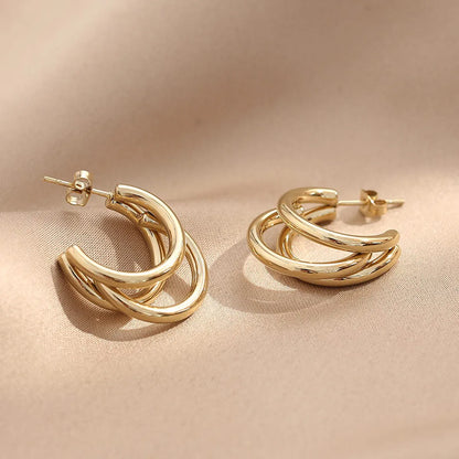 1 Pair Simple Style Solid Color Plating Stainless Steel 14k Gold Plated Ear Studs