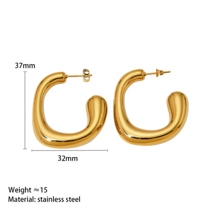 1 Pair Simple Style Solid Color Plating Stainless Steel 14k Gold Plated White Gold Plated Gold Plated Ear Studs