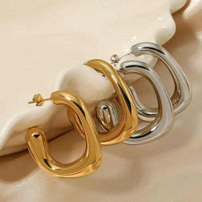 1 Pair Simple Style Solid Color Plating Stainless Steel 14k Gold Plated White Gold Plated Gold Plated Ear Studs