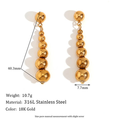 1 Pair Simple Style Solid Color Plating Stainless Steel 18k Gold Plated Drop Earrings