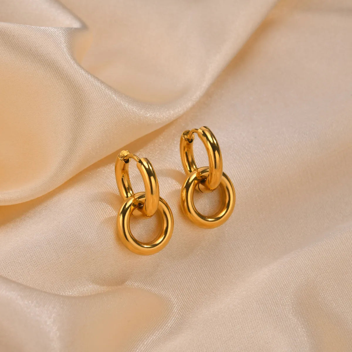 1 Pair Simple Style Solid Color Plating Stainless Steel 18k Gold Plated Drop Earrings