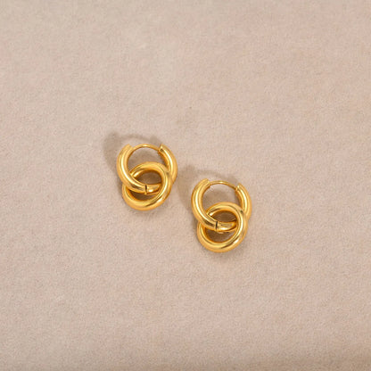 1 Pair Simple Style Solid Color Plating Stainless Steel 18k Gold Plated Drop Earrings