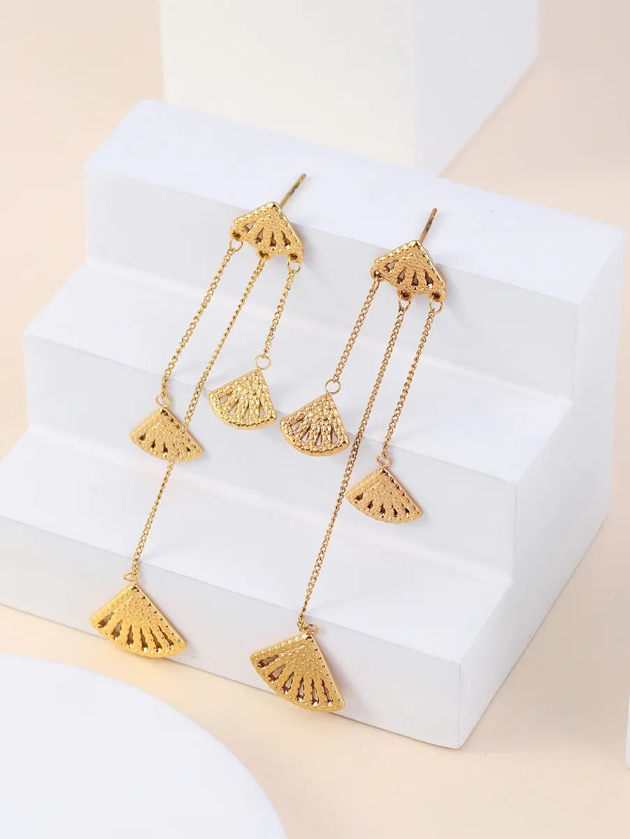 1 Pair Simple Style Solid Color Plating Stainless Steel 18k Gold Plated Drop Earrings