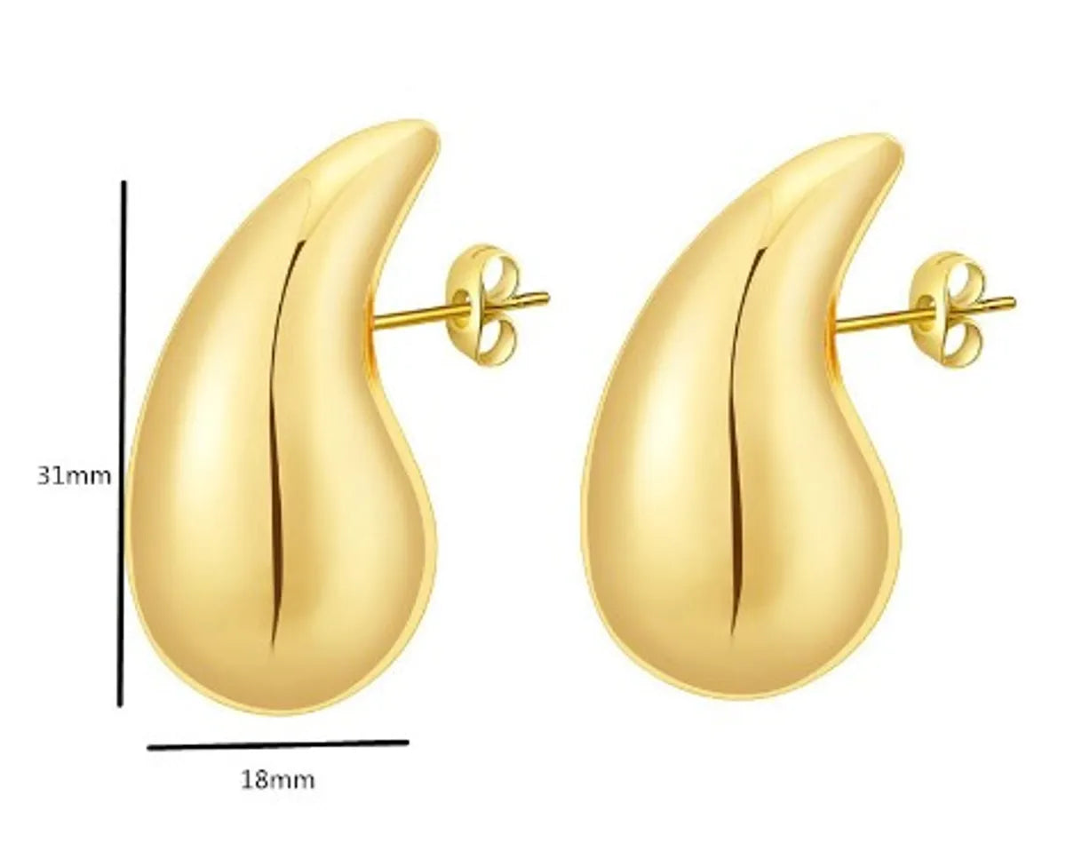 1 Pair Simple Style Solid Color Plating Stainless Steel 18k Gold Plated Ear Studs